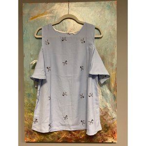 Davi & Dani Baby Blue Cold Shoulder ZEBRA Print Tank Top NWOT Size Medium